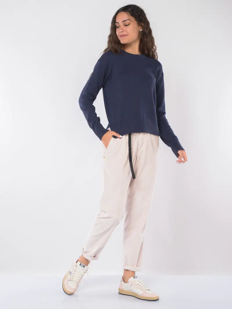 pantalone da donna White Sand in velluto rigato con elastico Rosa miniatura 2
