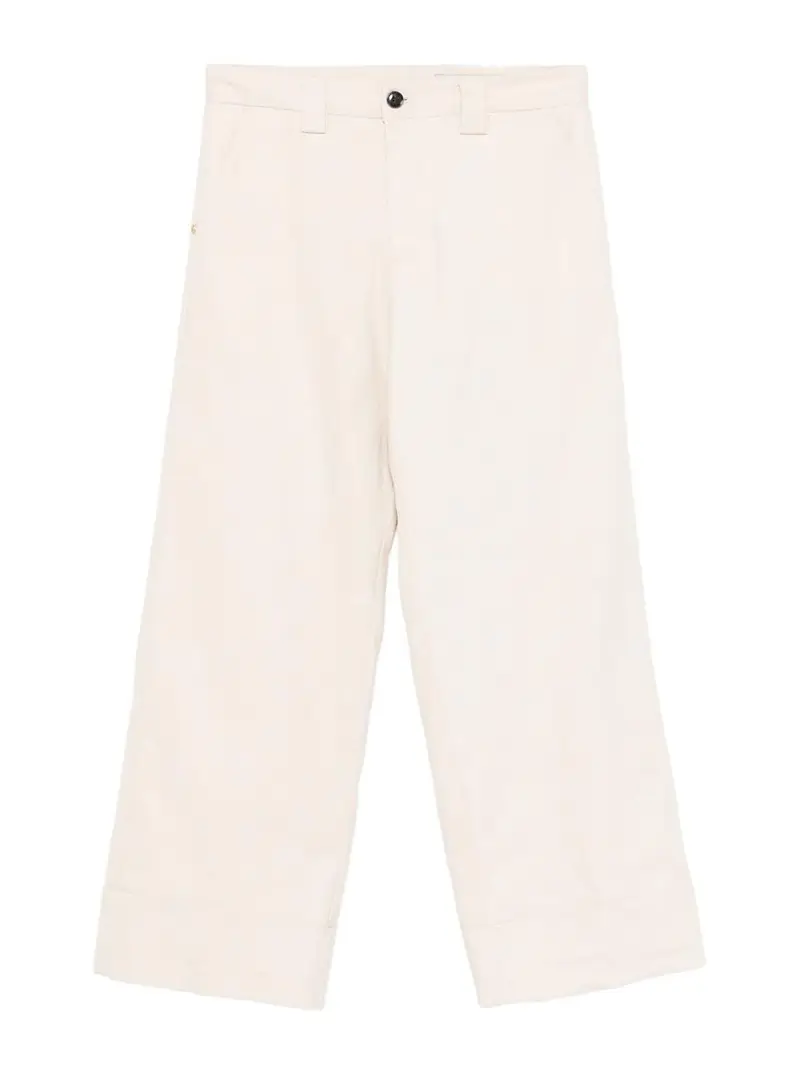 Pantaloni svasati in cotone Beige