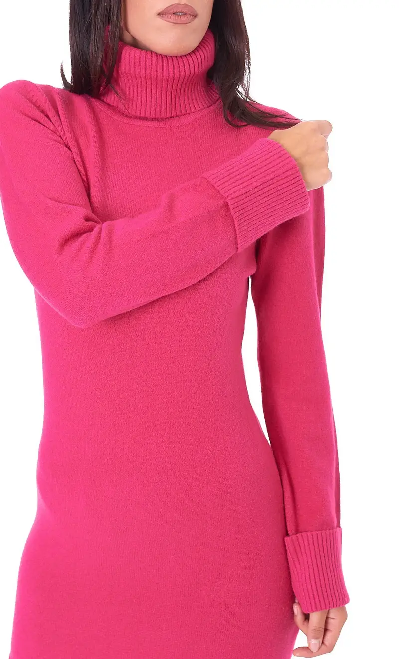 Abito in maglia white wise dolcevita fuxia, colore fuxia miniatura 2