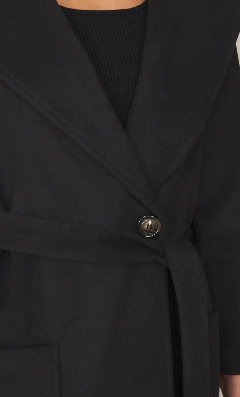 Cappotto lungo white wise doppiopetto con cappuccio, colore nero miniatura 2