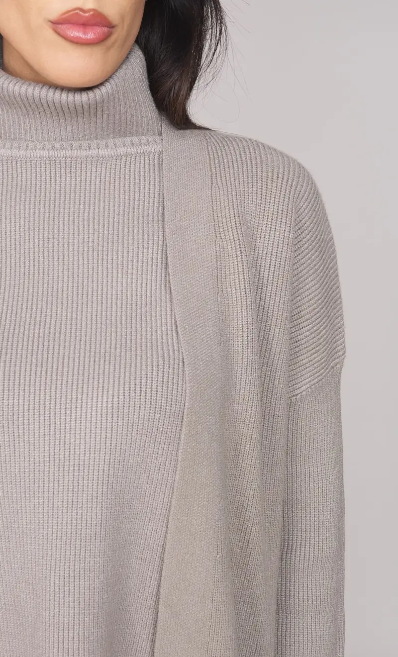 Cardigan lungo white wise a coste, colore grigio miniatura 2