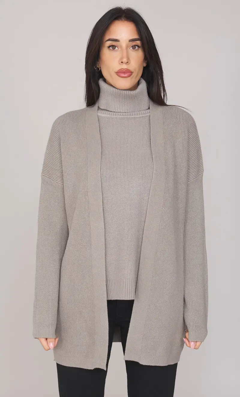 Cardigan lungo white wise a coste, colore grigio