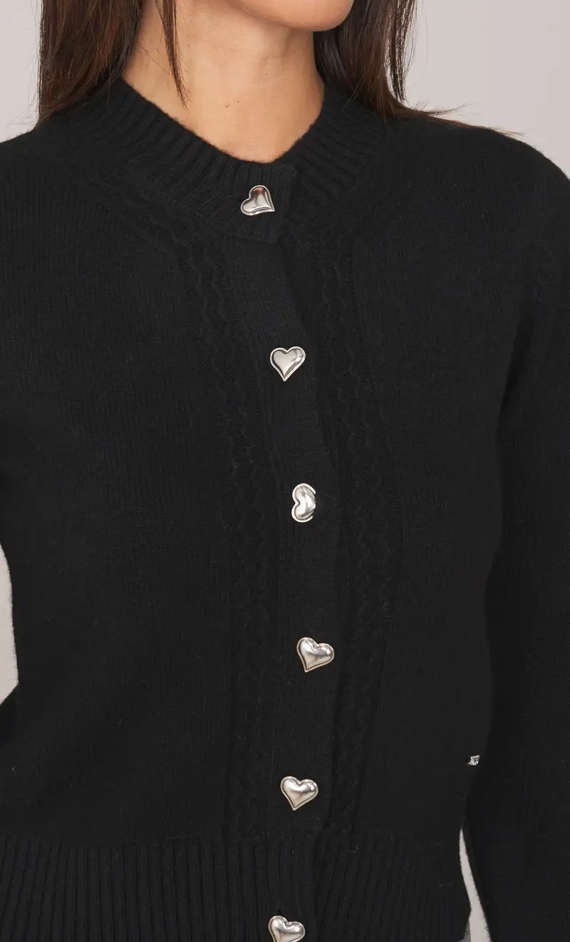 Cardigan white wise in cashmere e lana, colore nero miniatura 2