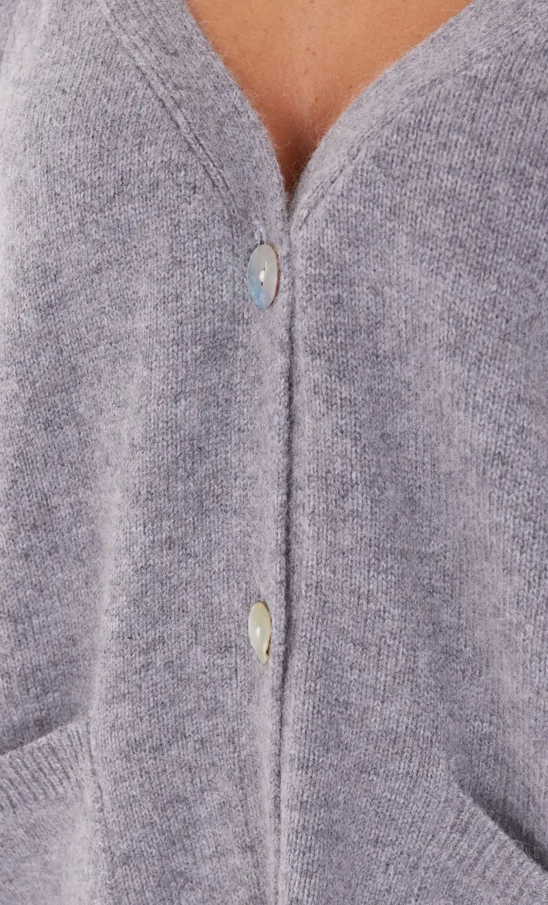 Cardigan white wise manica raglan con trecce, colore grigio miniatura 2