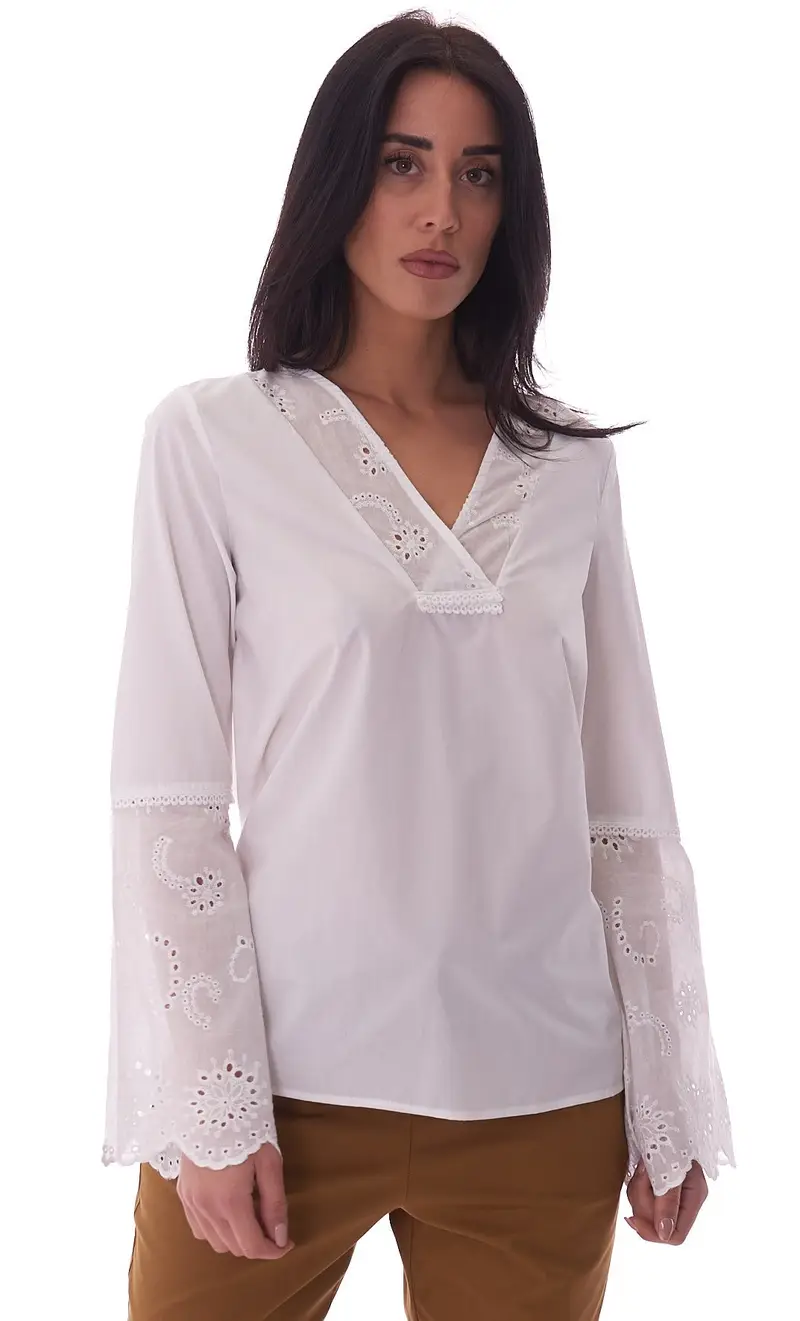 Casacca white wise con maniche in sangallo, colore bianco