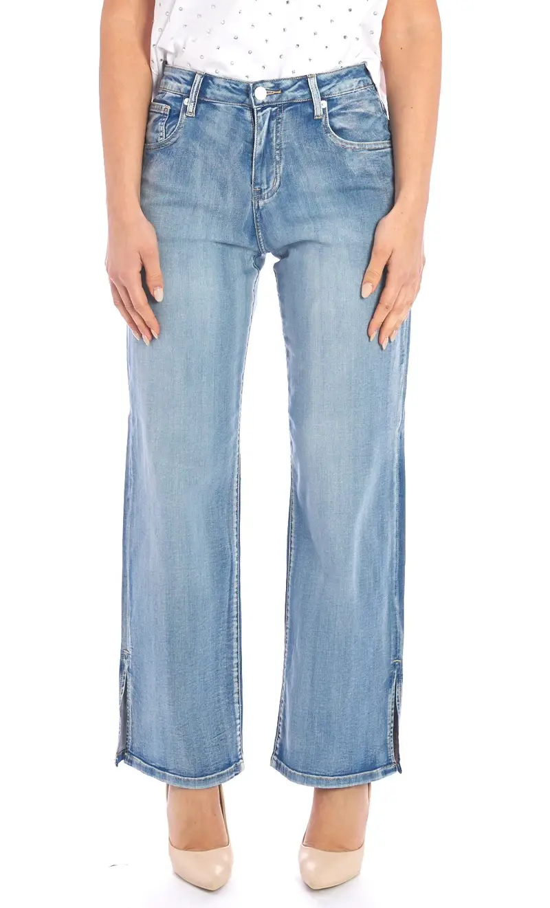 Jeans palazzo white wise con spacco, colore azzurro