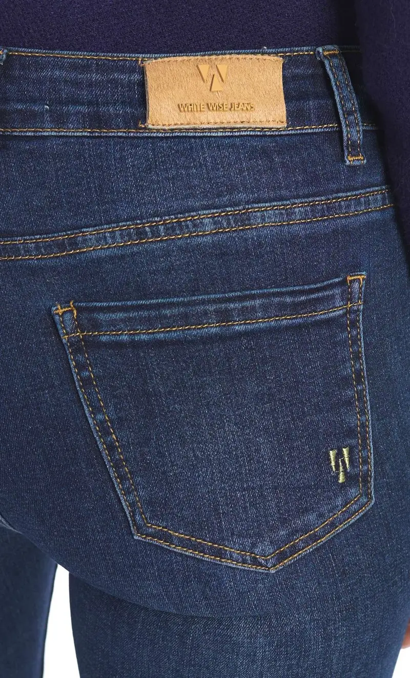 Jeans white wise a zampa blu lavato, colore blu miniatura 2