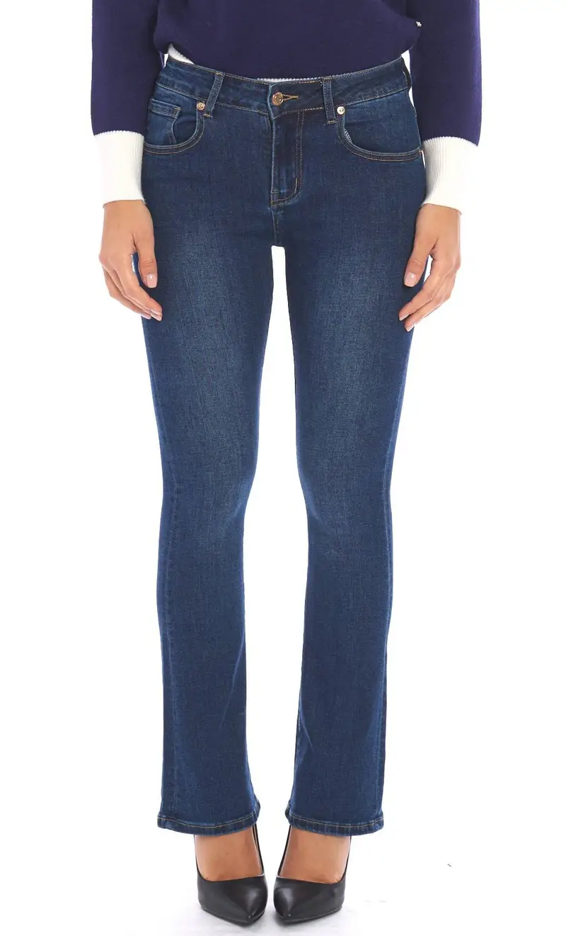 Jeans white wise a zampa blu lavato, colore blu