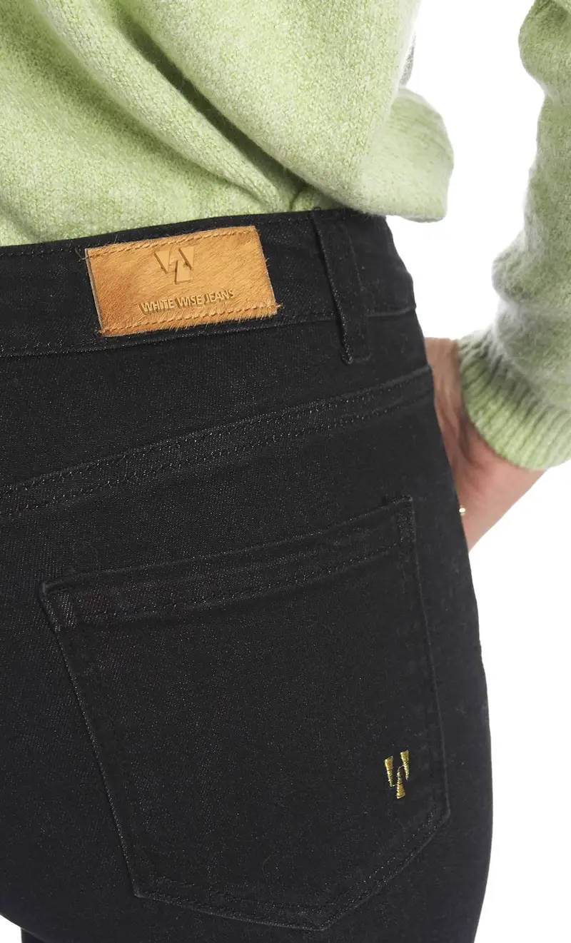 Jeans white wise a zampa nero, colore nero miniatura 2
