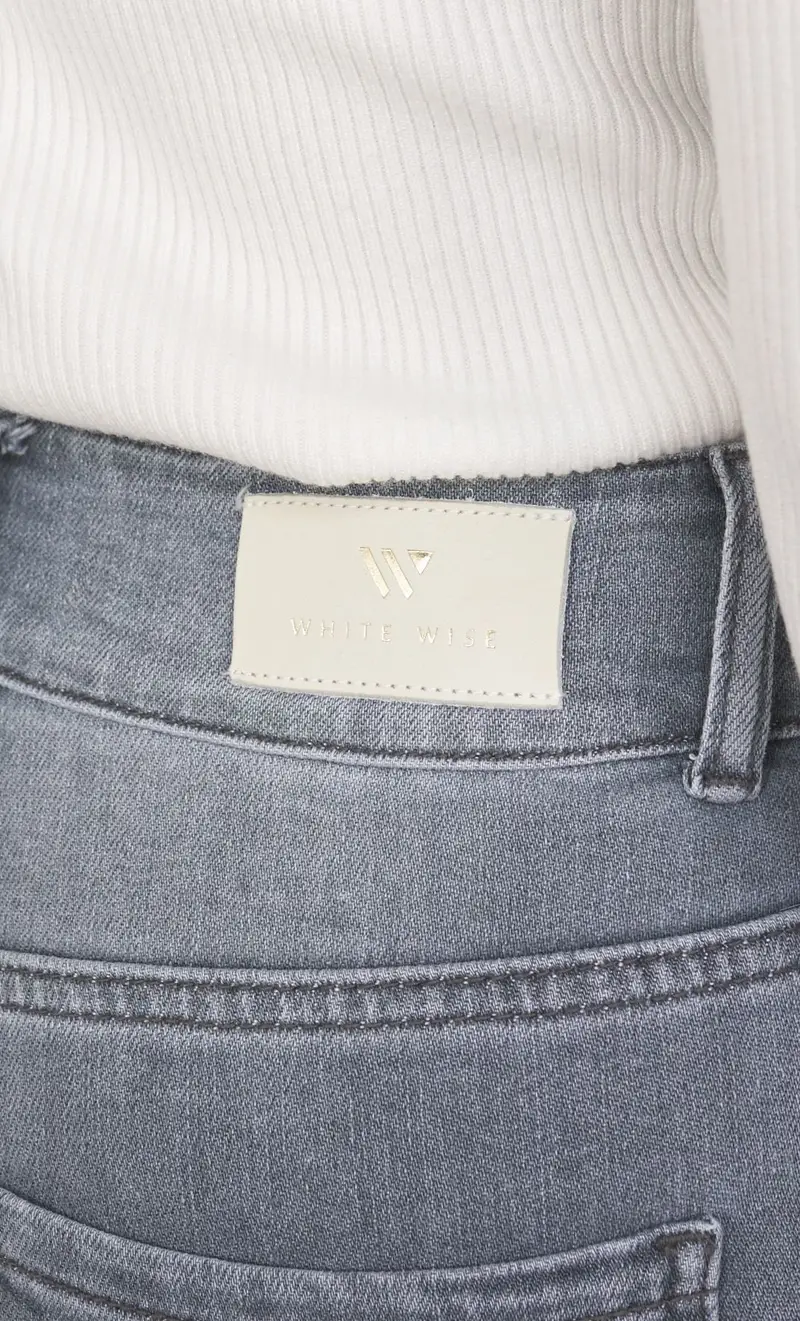 Jeans white wise a zampa vita alta - pauline, colore celeste miniatura 2