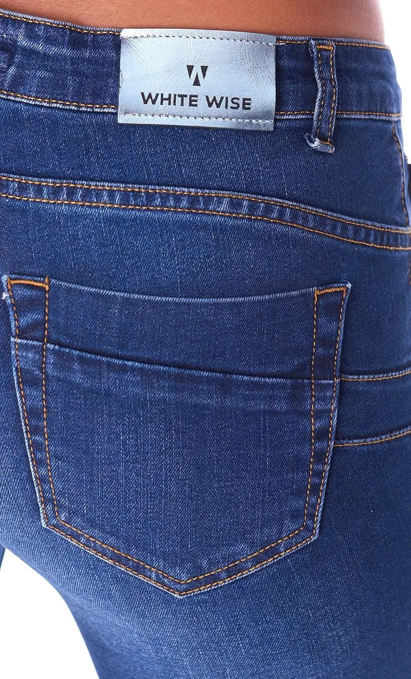 Jeans white wise sigaretta con spacco, colore blu miniatura 2