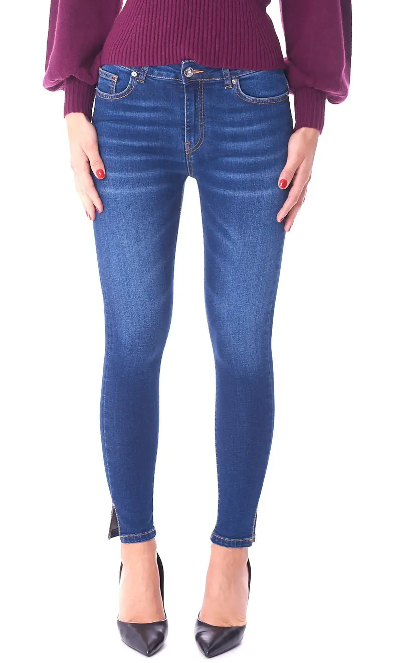 Jeans white wise sigaretta con spacco, colore blu