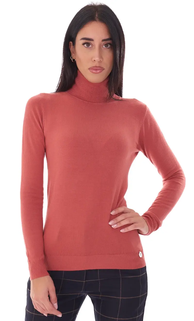 Maglia dolcevita white wise, colore mattone