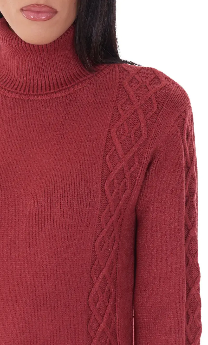 Maglia dolcevita white wise con frange, colore mattone miniatura 2