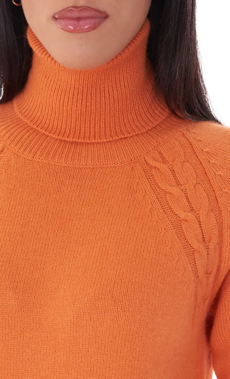 Maglia dolcevita white wise con trecce, colore arancio miniatura 2