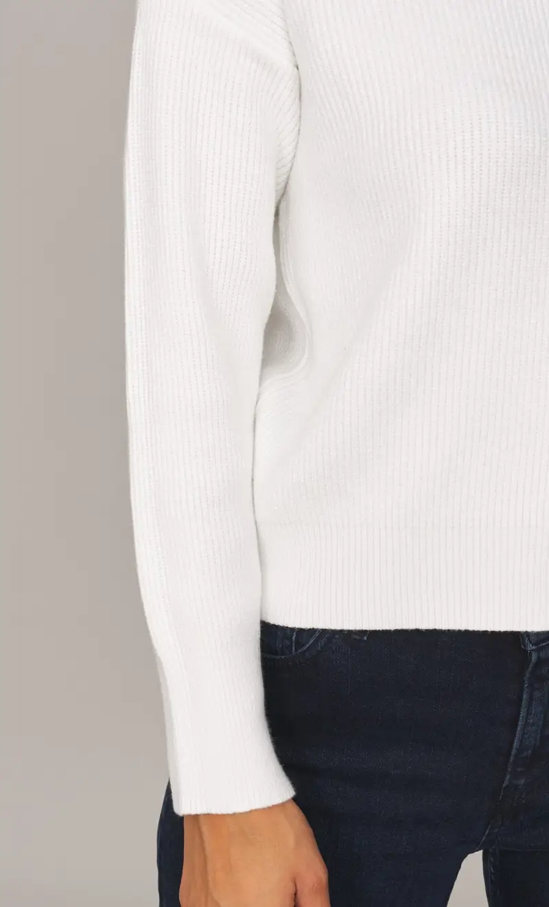 Maglia girocollo white wise a coste inglesi, colore panna miniatura 2