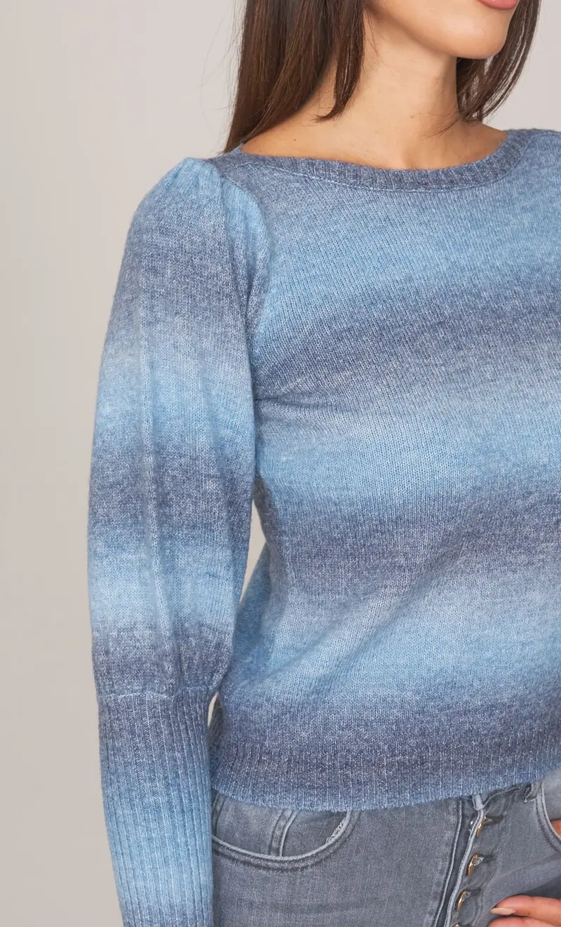 Maglia white wise degradè con manica a sbuffo, colore celeste miniatura 2