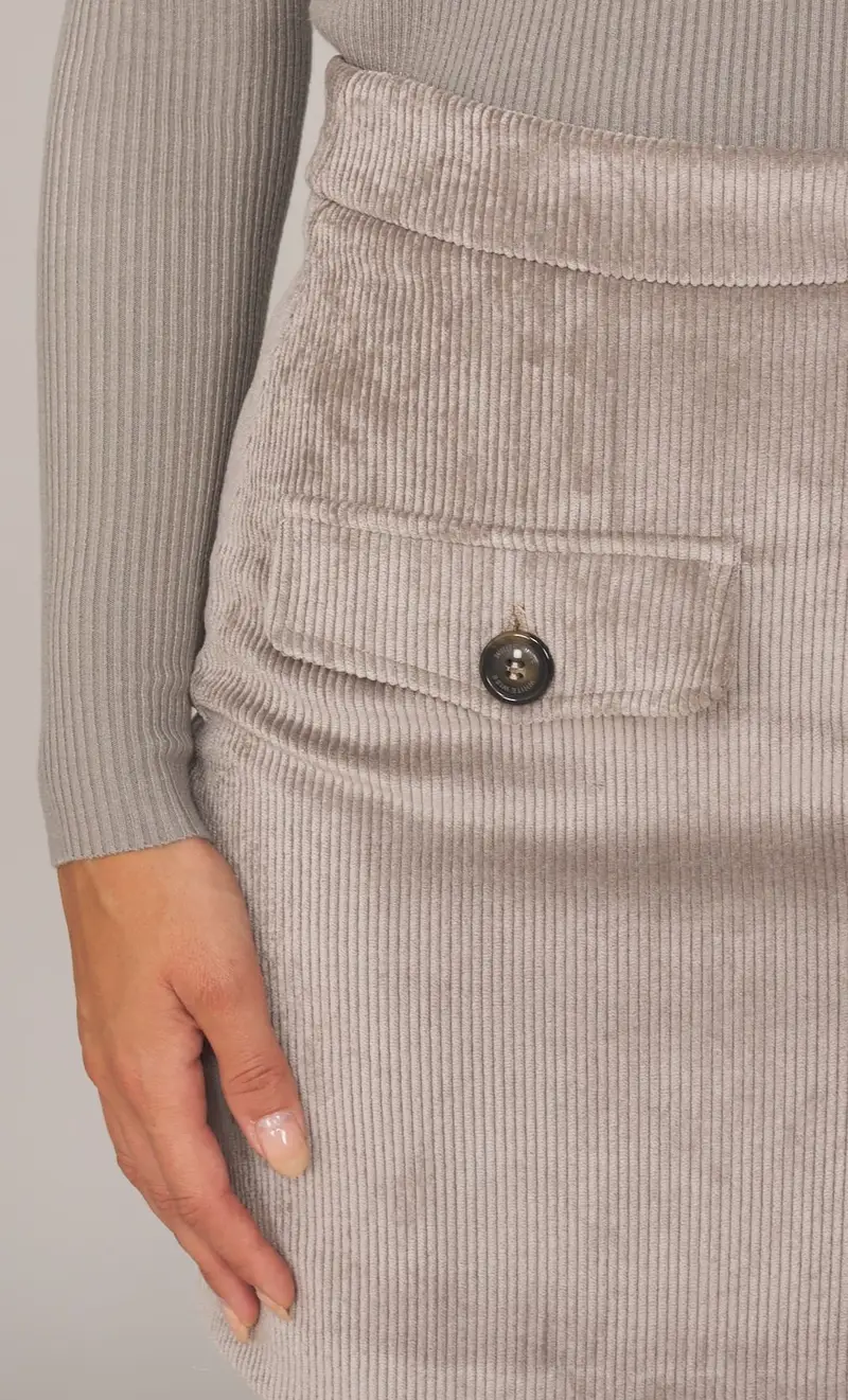 Minigonna white wise in velluto a coste, colore beige miniatura 2