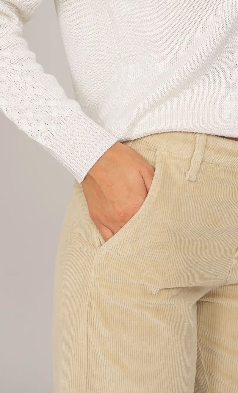Pantalone ampio white wise in velluto a coste, colore beige miniatura 2