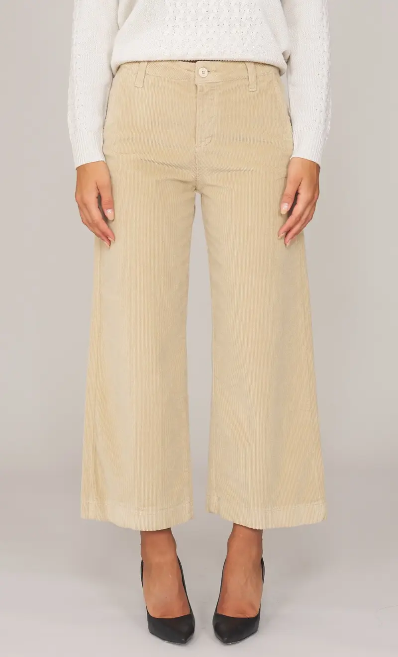 Pantalone ampio white wise in velluto a coste, colore beige
