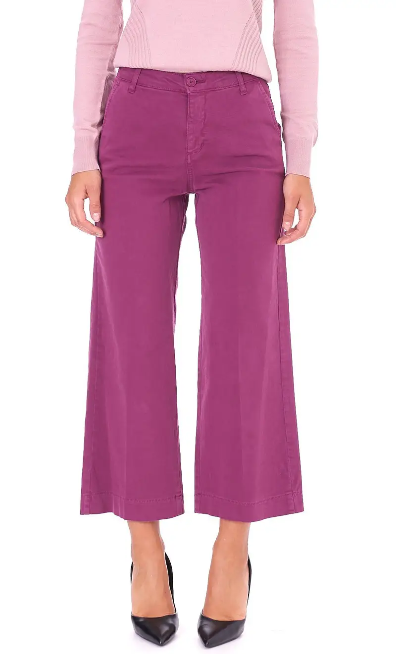 Pantalone cropped white wise largo, colore porpora