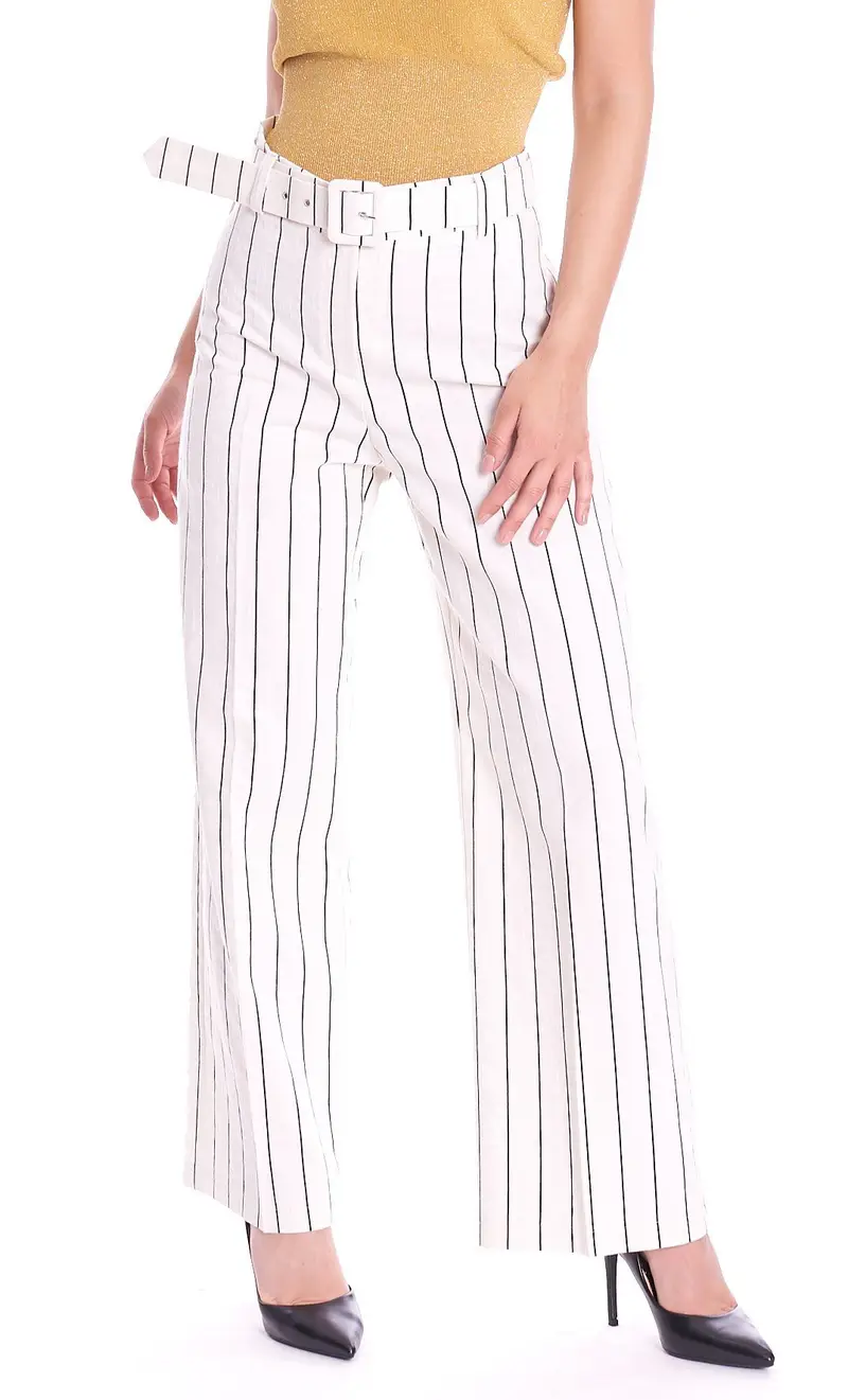 Pantalone white wise gessato, colore bianco