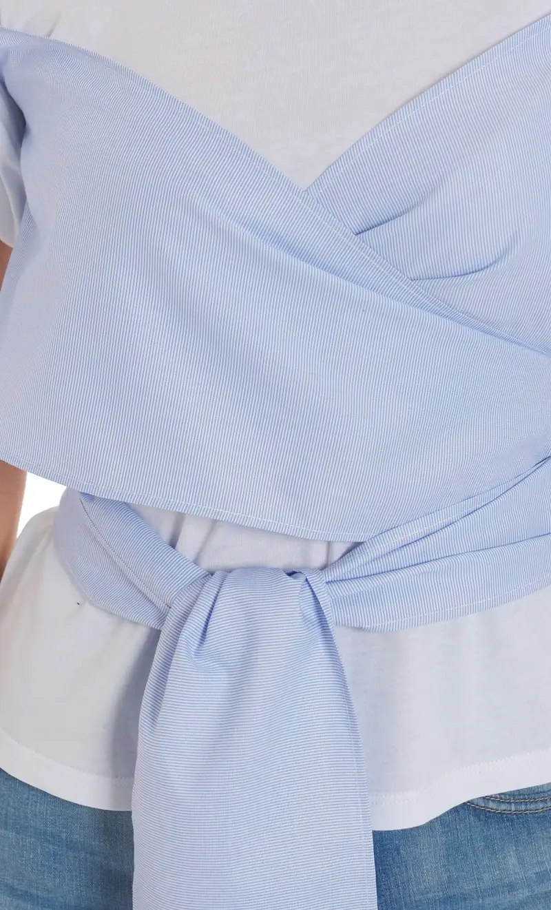 T-shirt white wise con fusciacca, colore bianco miniatura 2