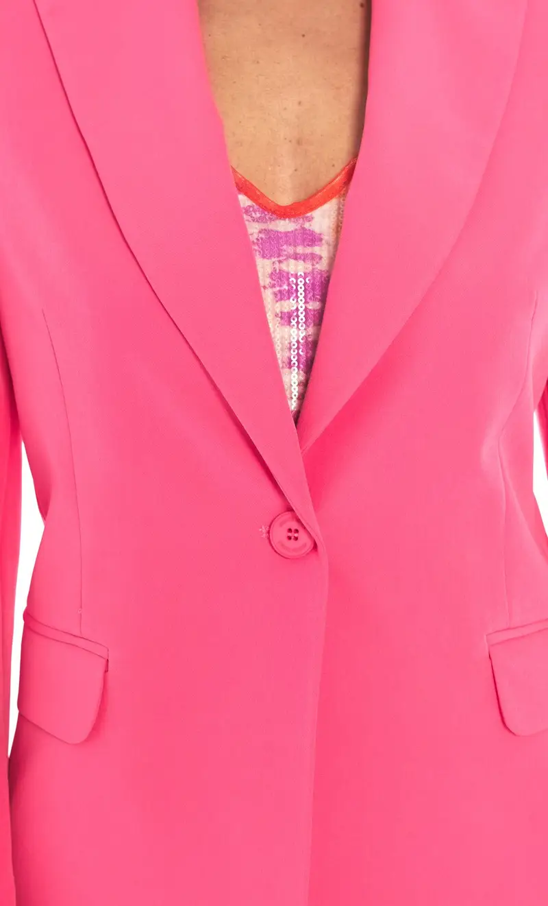 Tailleur white wise monopetto rever a lancia rosa, colore rosa miniatura 2