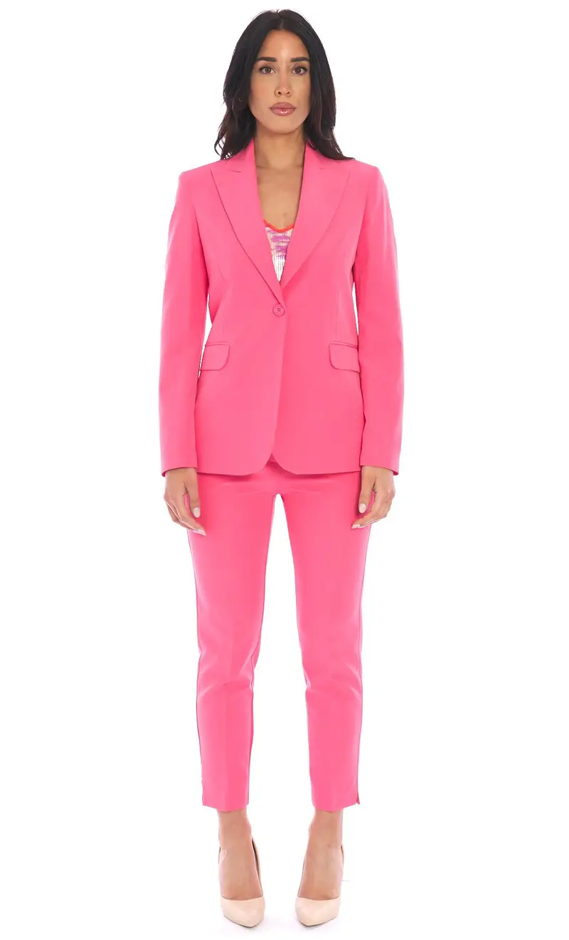 Tailleur white wise monopetto rever a lancia rosa, colore rosa