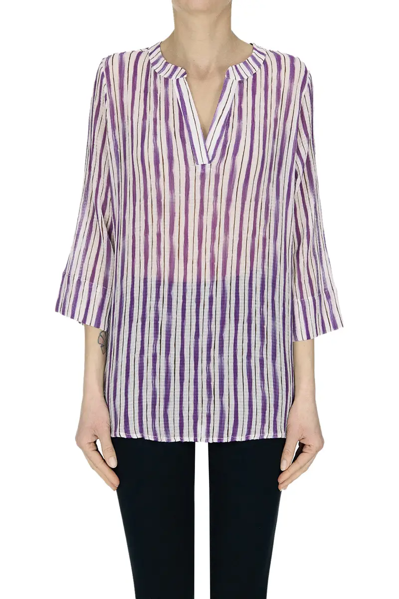Camicia a righe Viola melanzana