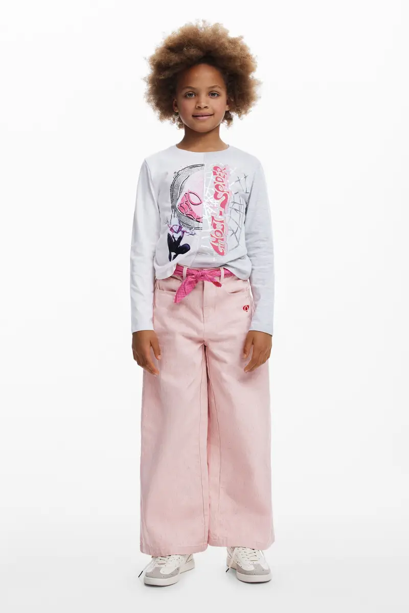 Wide melange trousers