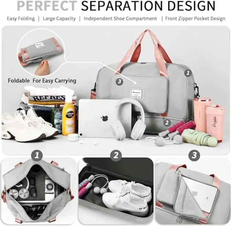 Wiespodex Borsone da viaggio Grigio 786339 miniatura 3