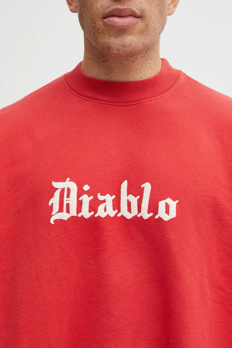 felpa in cotone Diablo Hooligan uomo colore rosso con applicazione WCJSY0118-006 miniatura 4