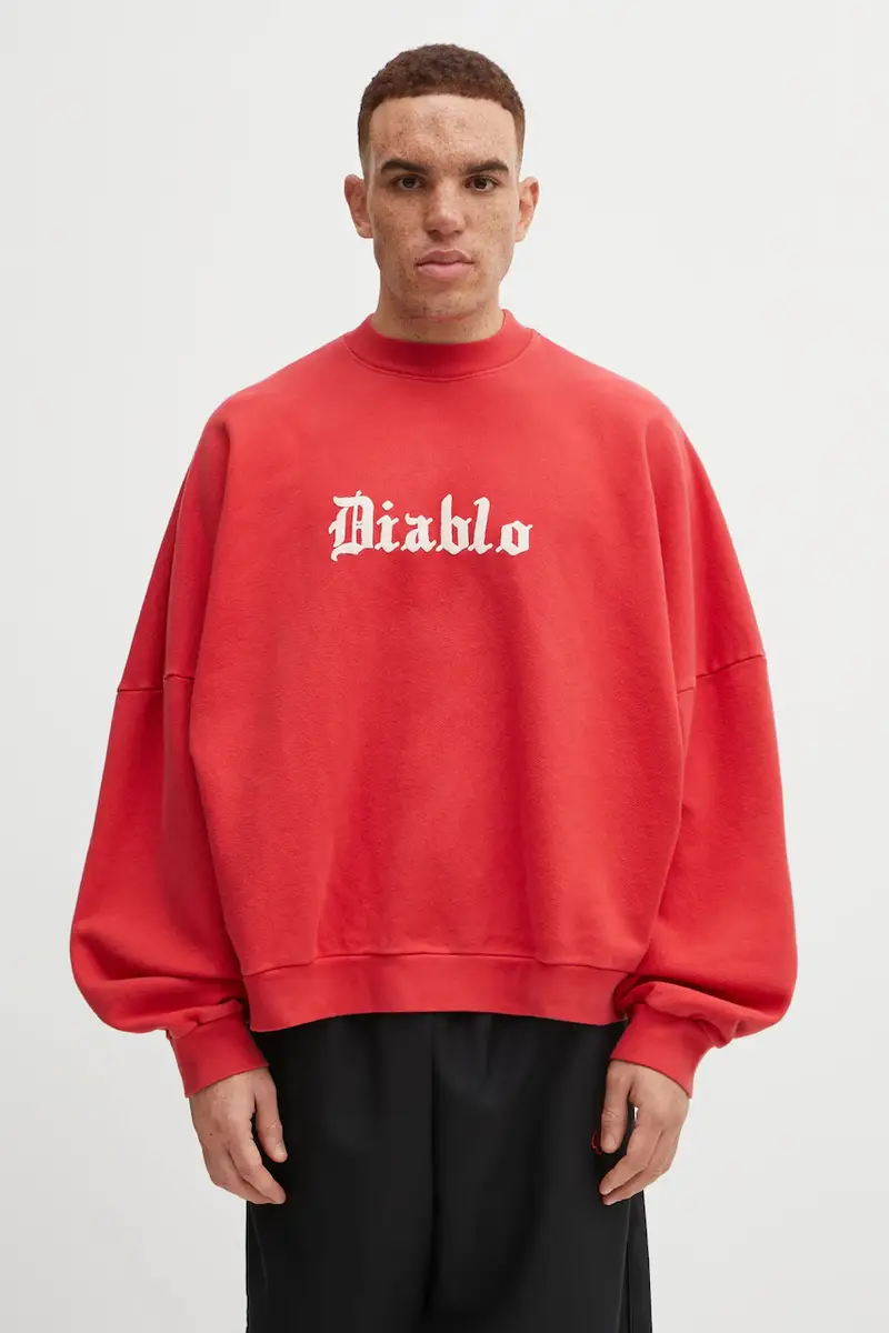 felpa in cotone Diablo Hooligan uomo colore rosso con applicazione WCJSY0118-006