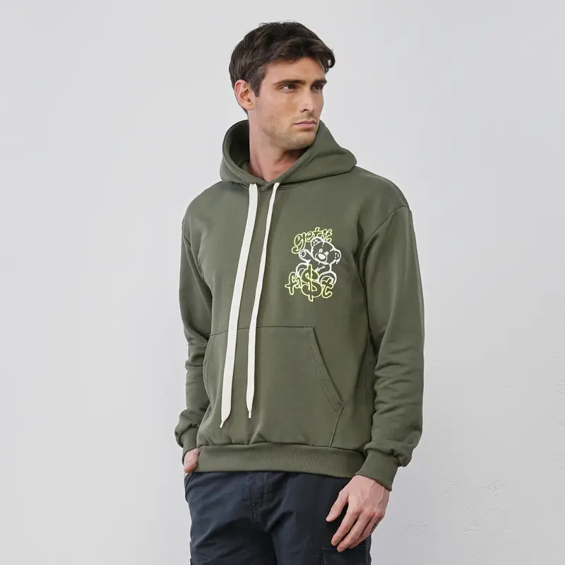 Felpa verde da uomo con disegni