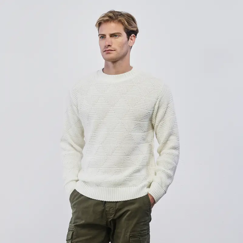 Maglioncino bianco da uomo in tessuto lavorato
