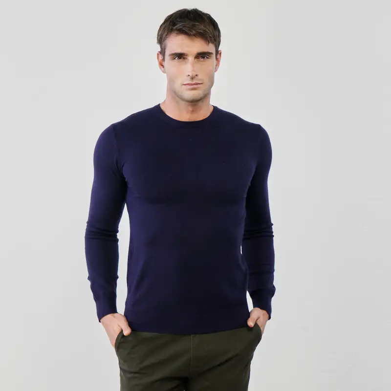 Maglione blu da uomo in tinta unita