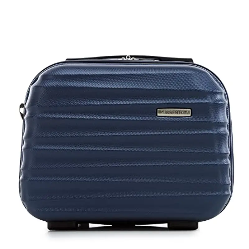 WITTCHEN Necessaire da viaggio Custodia per cosmetici Valigia da viaggio Bagaglio a mano Valigia cabina Valigia in ABS Borsa da toilette Rigido Groove Line blu navy