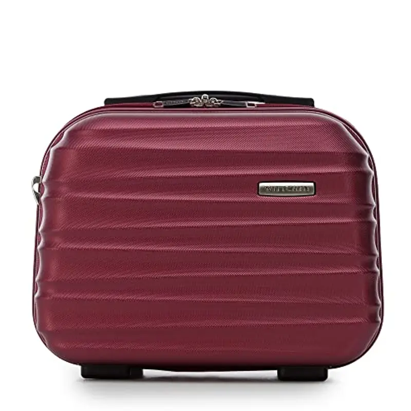 WITTCHEN Necessaire da viaggio Custodia per cosmetici Valigia da viaggio Bagaglio a mano Valigia cabina Valigia in ABS Borsa da toilette Rigido Groove Line maroon