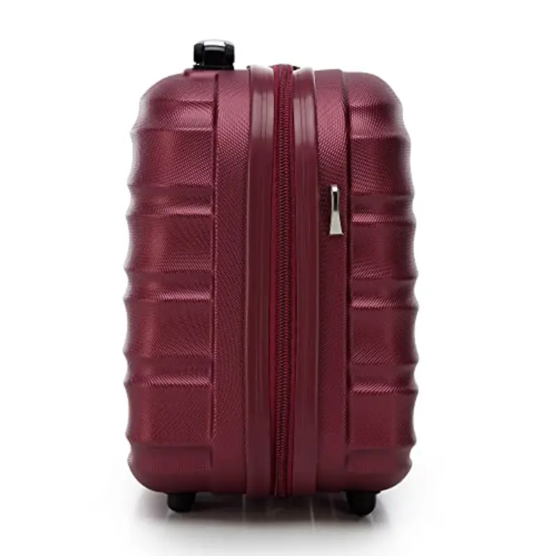 WITTCHEN Necessaire da viaggio Custodia per cosmetici Valigia da viaggio Bagaglio a mano Valigia cabina Valigia in ABS Borsa da toilette Rigido Groove Line maroon miniatura 2