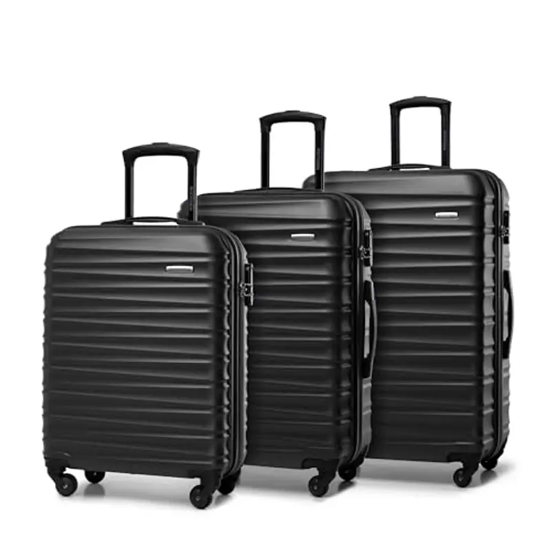 WITTCHEN Necessaire da viaggio Custodia per cosmetici Valigia da viaggio Bagaglio a mano Valigia cabina Valigia in ABS Borsa da toilette Rigido Groove Line nero