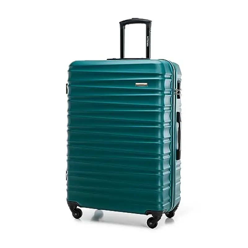 WITTCHEN Valigia da viaggio grande trolley valigia grande valigia check-in guscio rigido in ABS con 4 ruote piroettanti chiusura a combinazione maniglia telescopica Groove Line verde