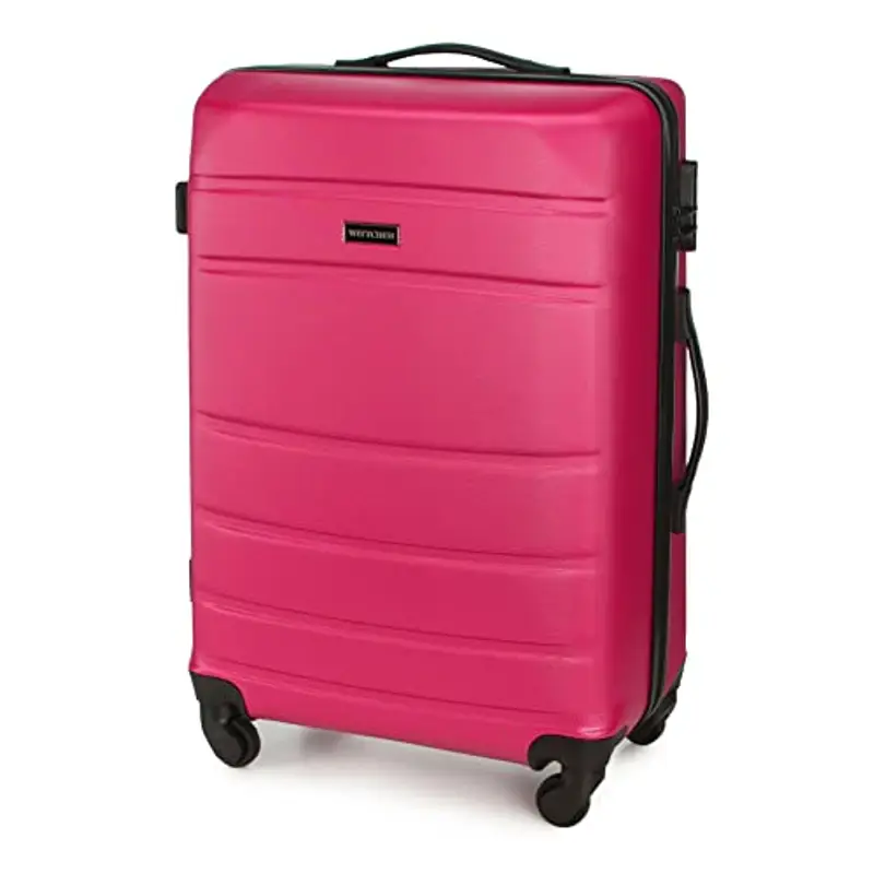 WITTCHEN valigia da viaggio set di 3 valigie trolley bagaglio a mano valigia set di valigie a rotelle in ABS con 4 ruote spinner chiusura a combinazione maniglia telescopica Globe Line rosa miniatura 2