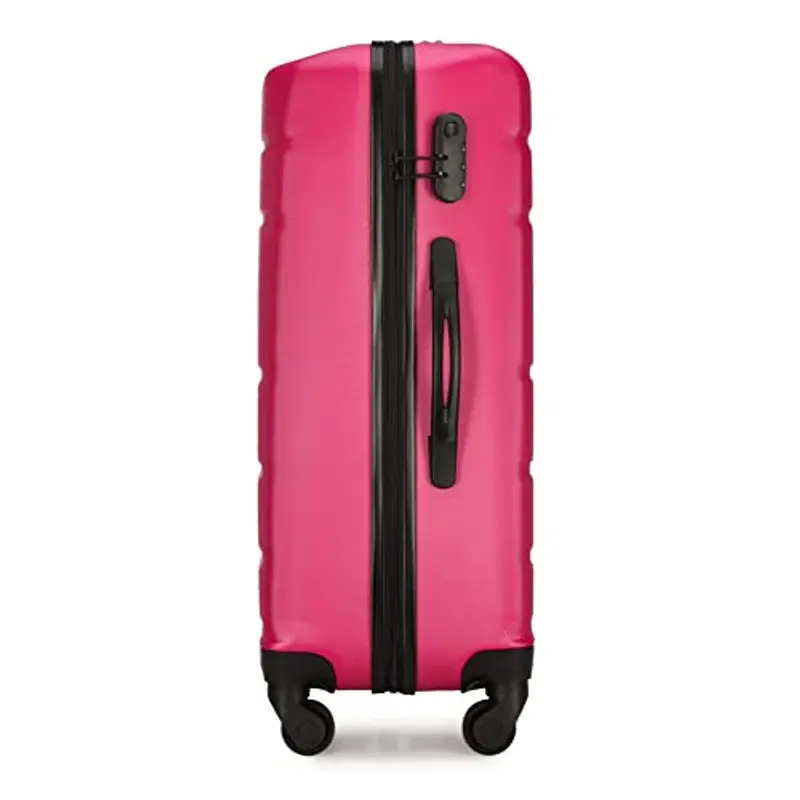 WITTCHEN valigia da viaggio set di 3 valigie trolley bagaglio a mano valigia set di valigie a rotelle in ABS con 4 ruote spinner chiusura a combinazione maniglia telescopica Globe Line rosa miniatura 3