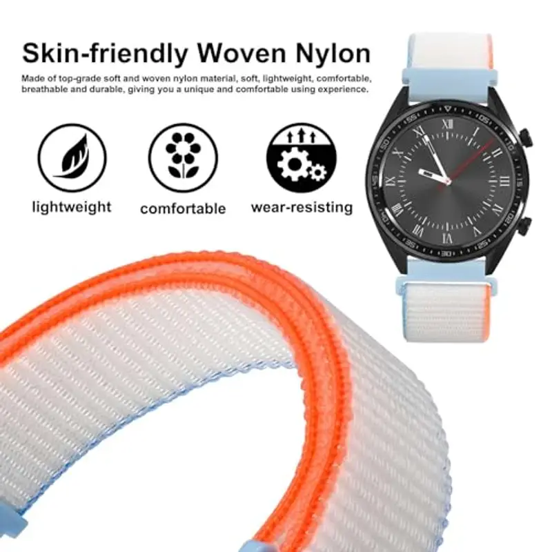 WOCCI 18mm Sportivo Cinturino in Nylon, Cinturini per Orologi a Sgancio Rapido per Uomo e Donna (Bianco) miniatura 2