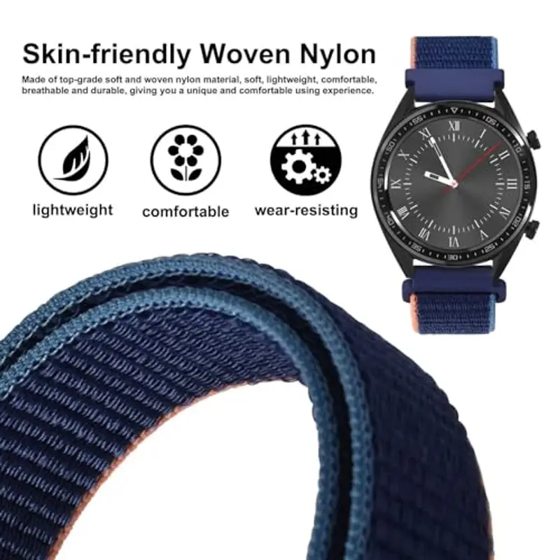 WOCCI 18mm Sportivo Cinturino in Nylon, Cinturini per Orologi a Sgancio Rapido per Uomo e Donna (Blu Navy) miniatura 2