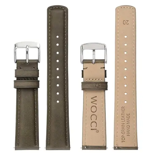 WOCCI 20mm Cinturino Orologio per Uomo e Donna, Vera Pelle - Pelle Grana Superiore, Sgancio Rapido, Fibbia Argento miniatura 3