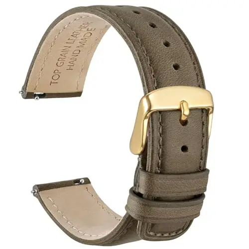 WOCCI 20mm Cinturino Orologio per Uomo e Donna, Vera Pelle - Pelle Grana Superiore, Sgancio Rapido, Fibbia Oro