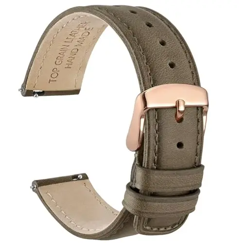 WOCCI 20mm Cinturino Orologio per Uomo e Donna, Vera Pelle - Pelle Grana Superiore, Sgancio Rapido, Fibbia Oro Rosa