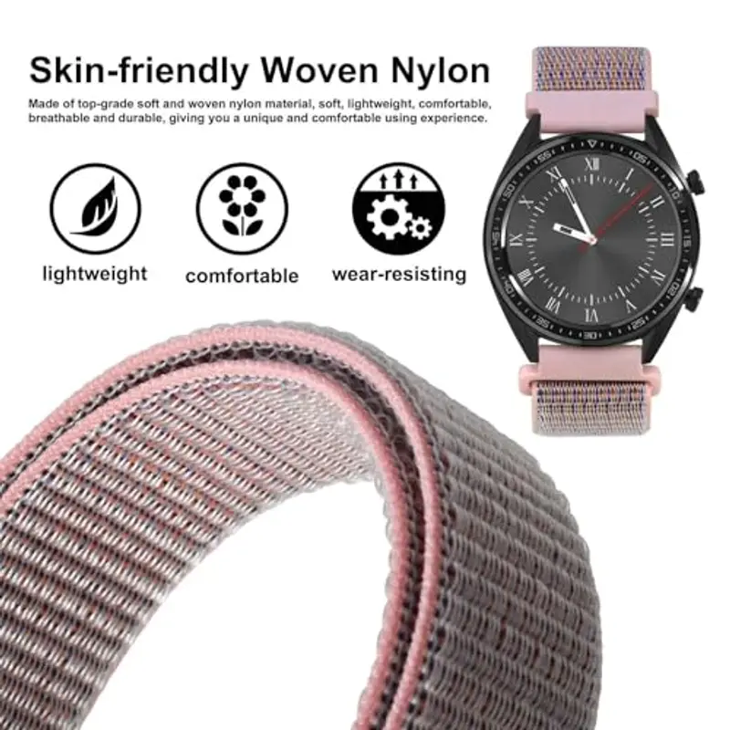 WOCCI 20mm Sportivo Cinturino in Nylon, Cinturini per Orologi a Sgancio Rapido per Uomo e Donna (Rosa Sabbia) miniatura 2